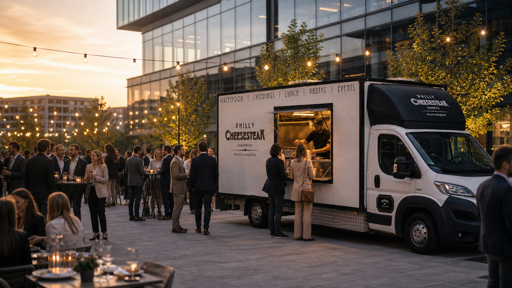 Trucking Good Philly Cheesesteak Foodtruck beim Abend-Event in Muenchen